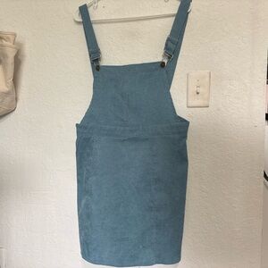 SHEIN Teal Blue Corduroy Pinafore Dress